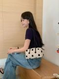  Túi Đeo Vai Mini Họa Tiết Chấm Bi Retro 