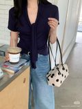  Túi Đeo Vai Mini Họa Tiết Chấm Bi Retro 
