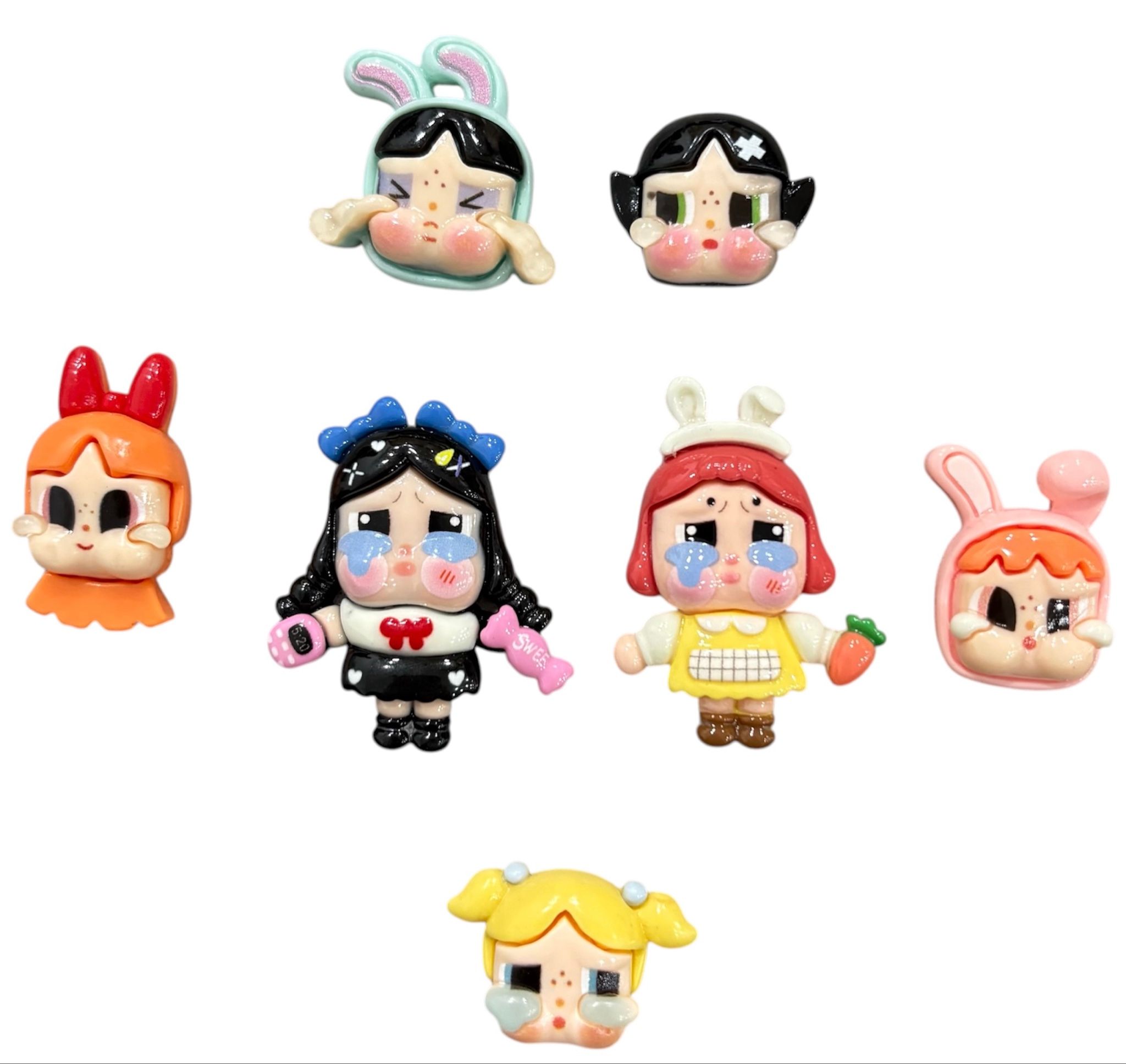  Jibbitz charm sticker powerpuff girls, baby cry gắn trang trí dép cross 