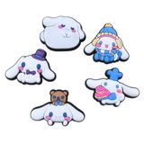  Set 5 cái Jibbitz charms sticker 3D mã vạch nhiều chủ đề trang trí gắn dép sục cao cấp 