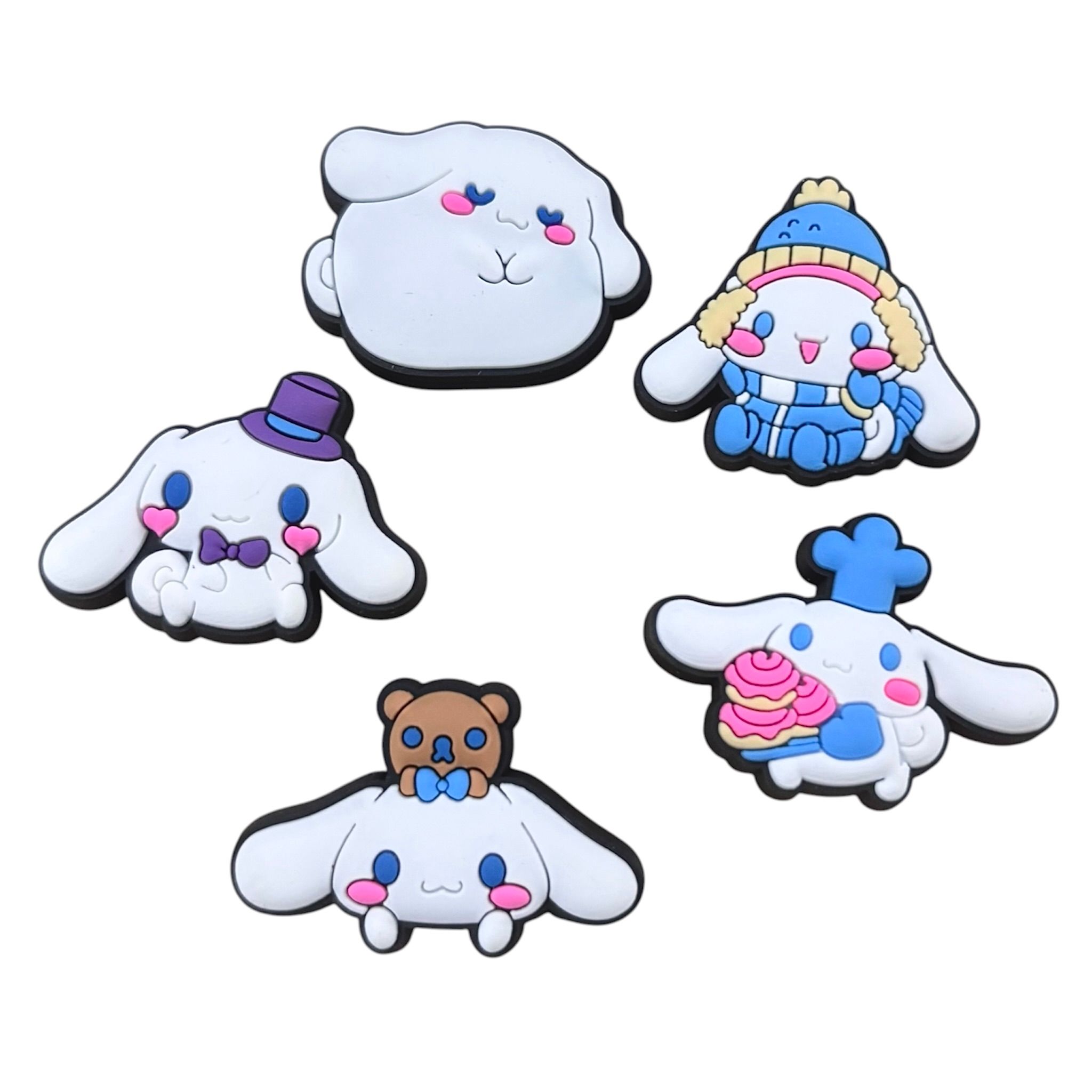  Set 5 cái Jibbitz charms sticker 3D mã vạch nhiều chủ đề trang trí gắn dép sục cao cấp 
