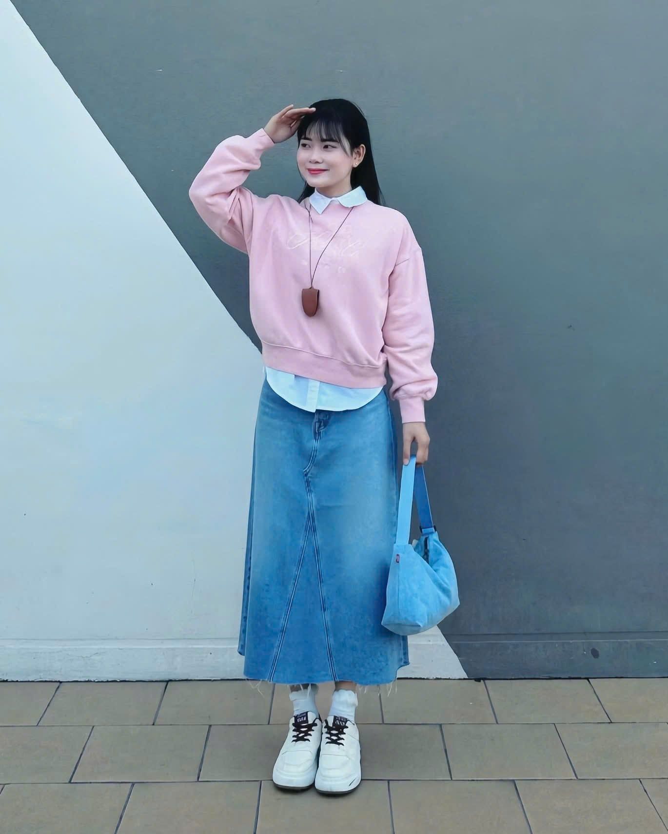  Chân váy nữ jean dáng dài 