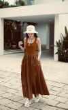  Đầm nữ middi thun phối thô 