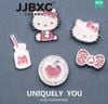  Set jibbitz charm kim loại chủ đề hello kitty mã vạch 