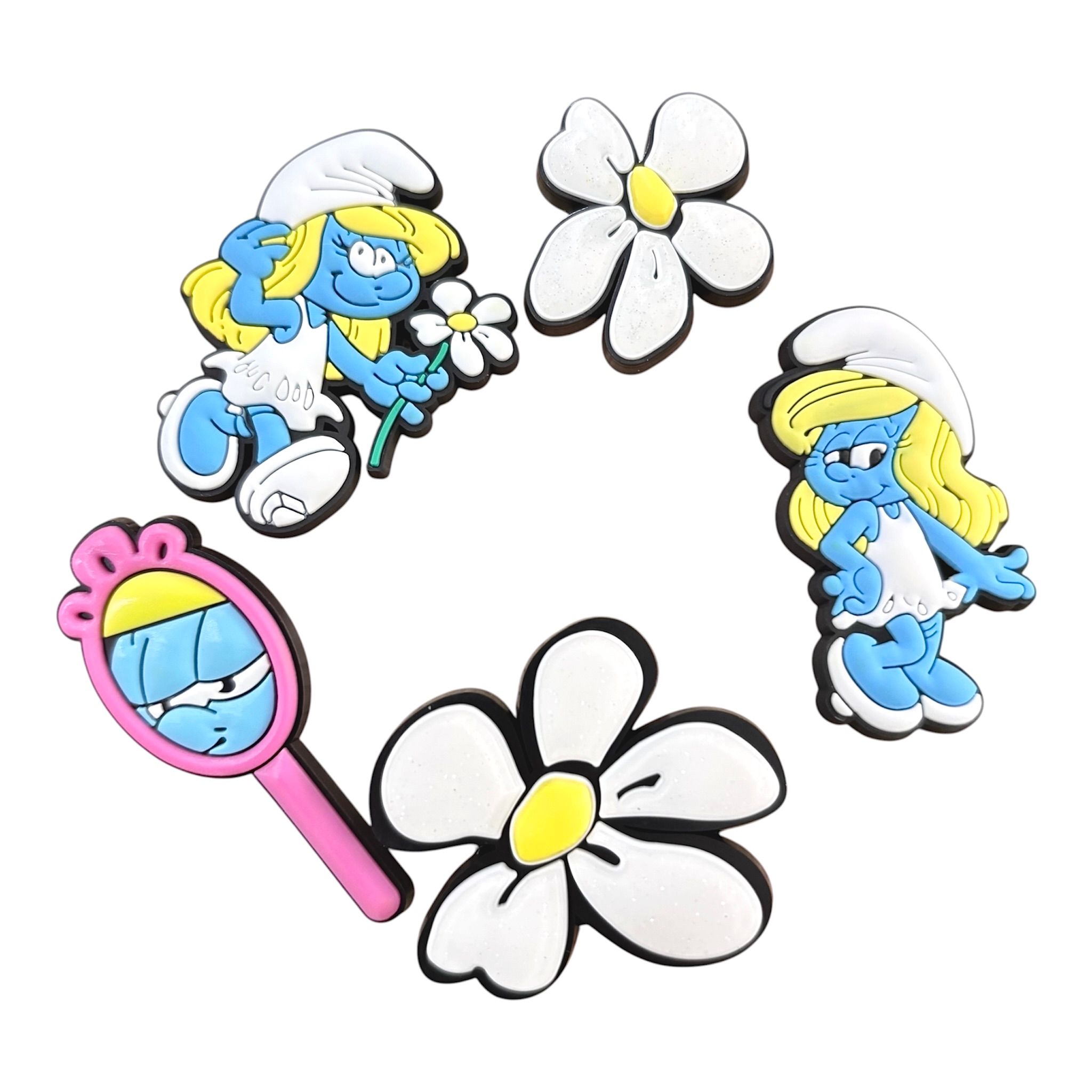  Set 5 cái Jibbitz charms sticker 3D mã vạch nhiều chủ đề trang trí gắn dép sục cao cấp 