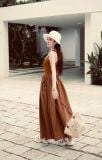  Đầm nữ middi thun phối thô 