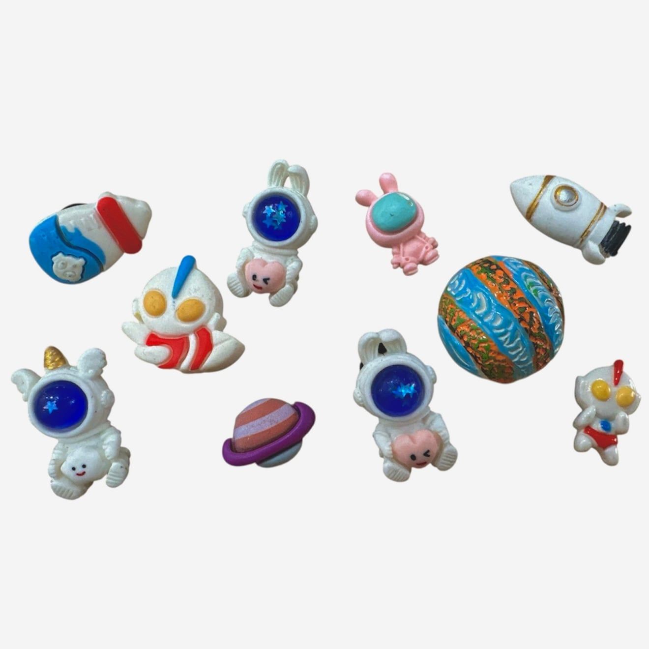  Jibbitz charms sticker 3D nhựa cứng phi hành gia, vũ trụ gắn trang trí dép sục cross 