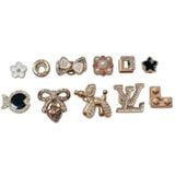  Set Jibbitz charms sticker giả kim vàng bạc cá tính gắn dép sục 