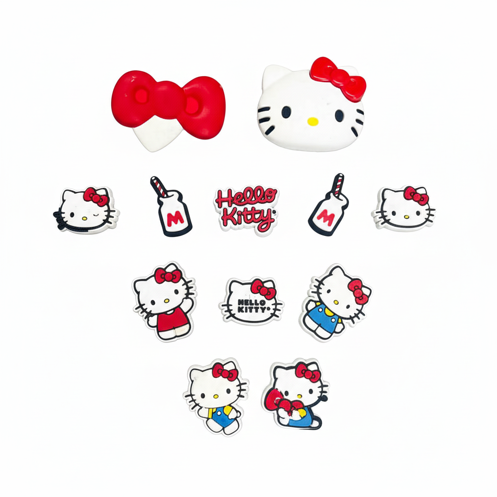  Set jibbitz charms Hello Kitty 3D cứng gắn dép Dinas 