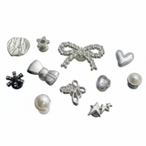  Set Jibbitz charms sticker giả kim vàng bạc cá tính gắn dép sục 