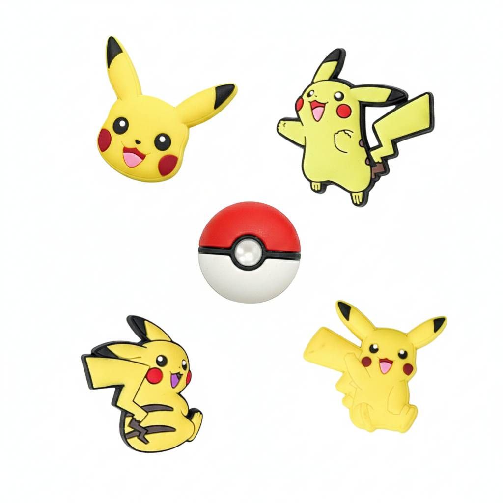  Set 5 cái Jibbitz charms sticker 3D mã vạch nhiều chủ đề trang trí gắn dép sục cao cấp 