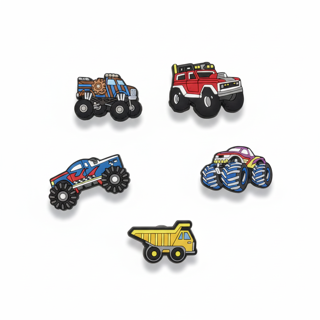  Set 5 cái Jibbitz charms sticker 3D mã vạch nhiều chủ đề trang trí gắn dép sục cao cấp 