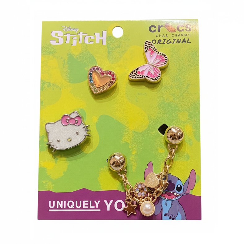  Set jibbitz charms sticker kim loại cao cấp trang trí gắn dép sục 
