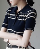  Áo thun len cổ bẻ nữ 