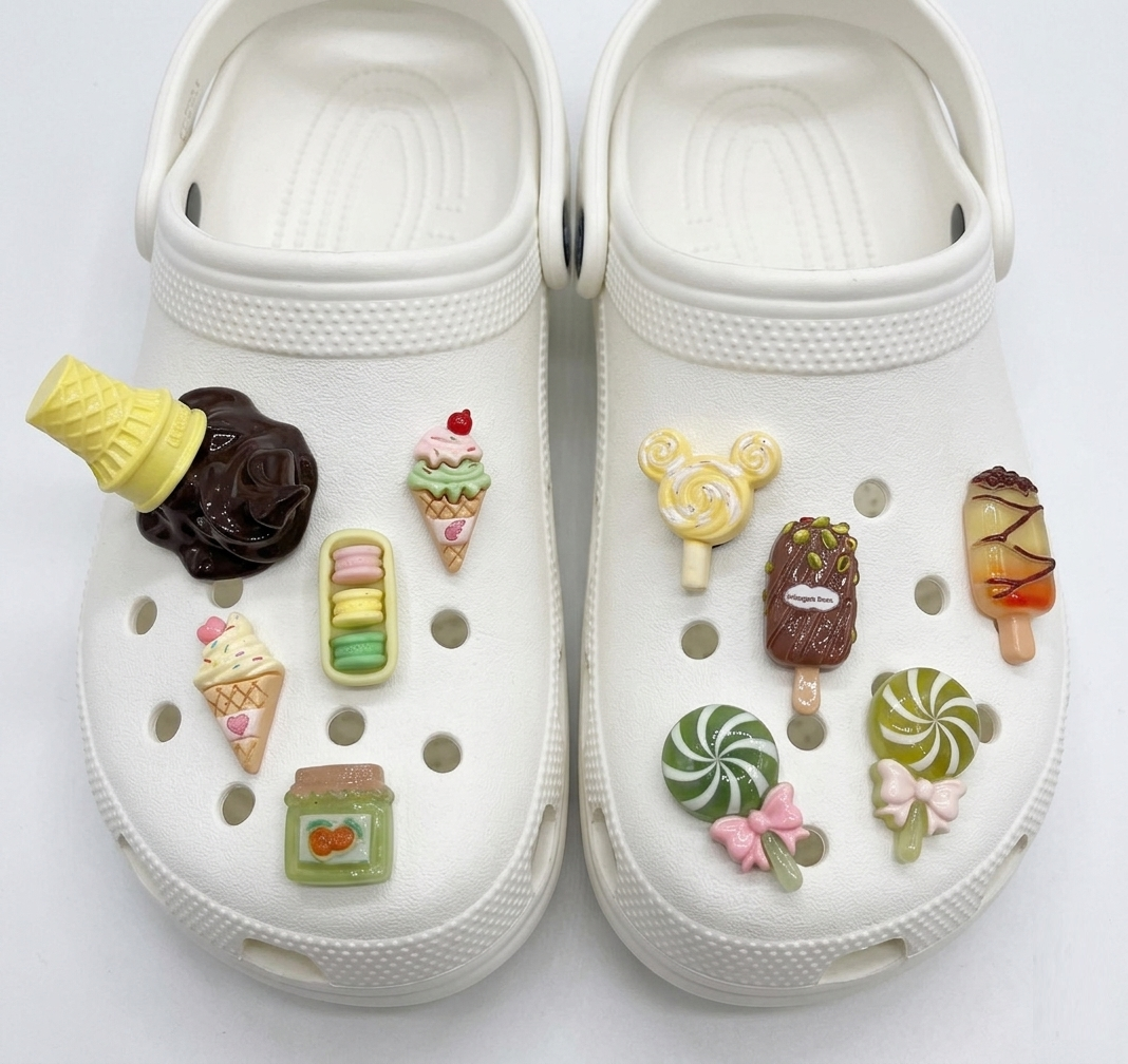  Set jibbitz charms sticker 3D đá que kem gắn trang trí dép sục 