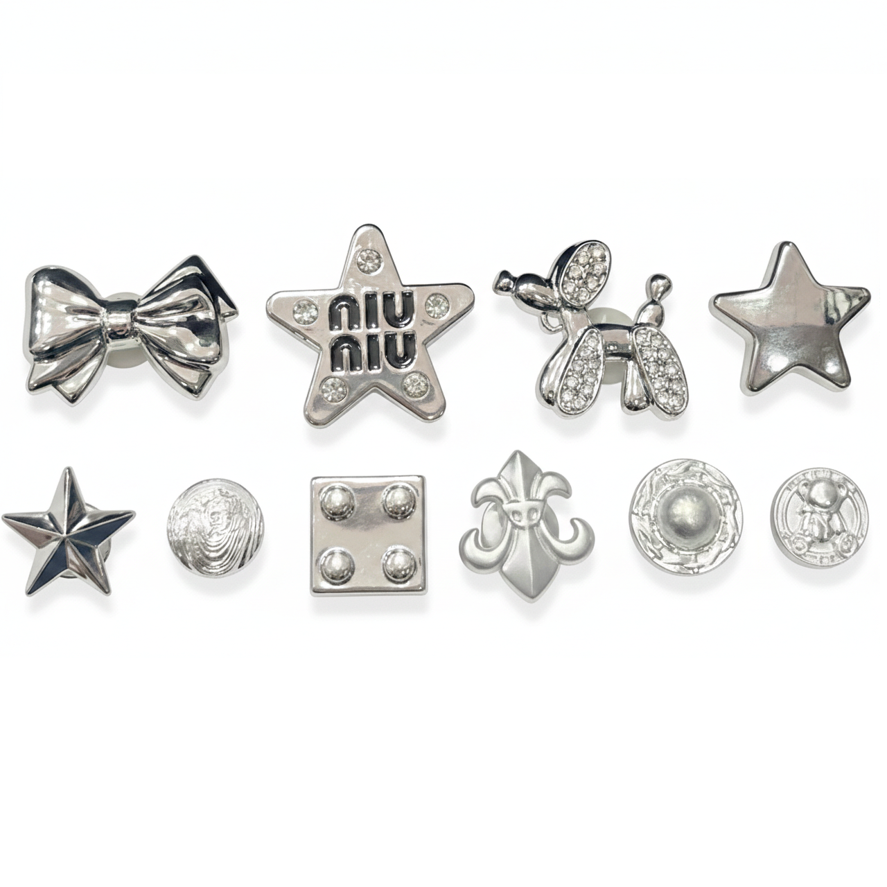  Set Jibbitz charms sticker giả kim vàng bạc cá tính gắn dép sục 