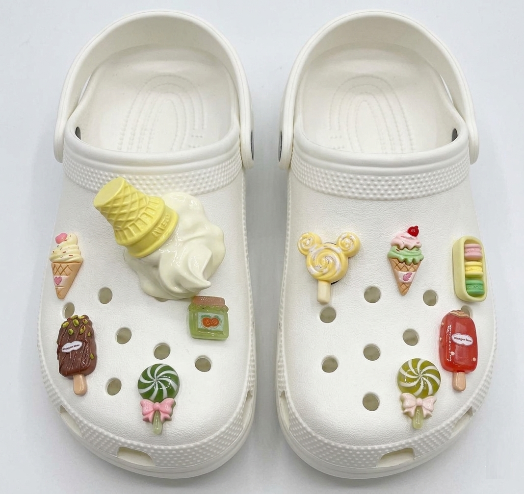  Set jibbitz charms sticker 3D đá que kem gắn trang trí dép sục 