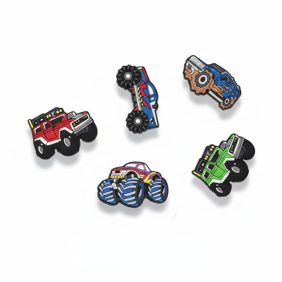  Set 5 cái Jibbitz charms sticker 3D mã vạch nhiều chủ đề trang trí gắn dép sục cao cấp 