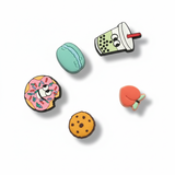  Set 5 cái Jibbitz charms sticker 3D mã vạch nhiều chủ đề trang trí gắn dép sục cao cấp 