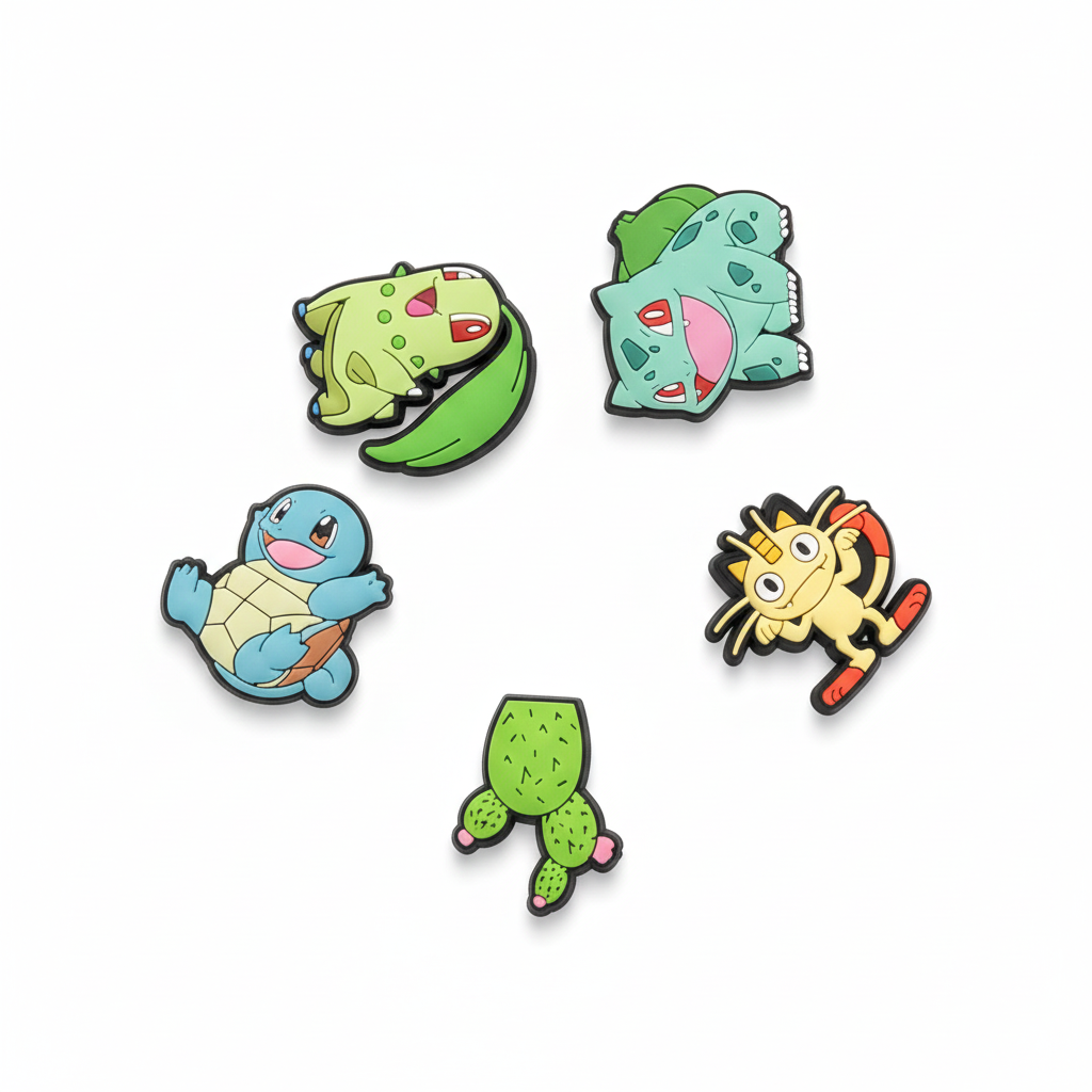  Set 5 cái Jibbitz charms sticker 3D mã vạch nhiều chủ đề trang trí gắn dép sục cao cấp 