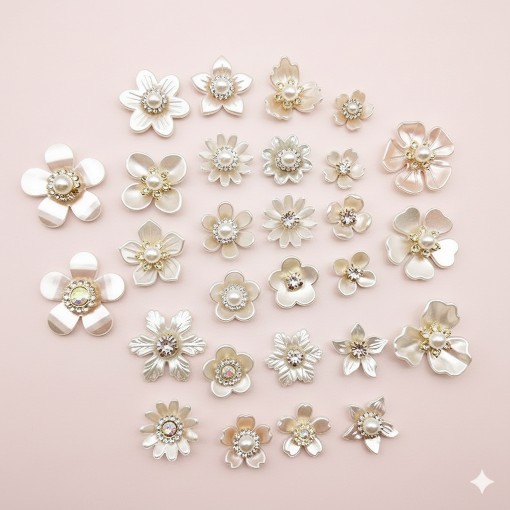  Jibbitz charm hoa ngọc trai nhựa gắn trang trí dép 