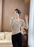  Áo dài tay thun mát lạnh trễ vai nữ 
