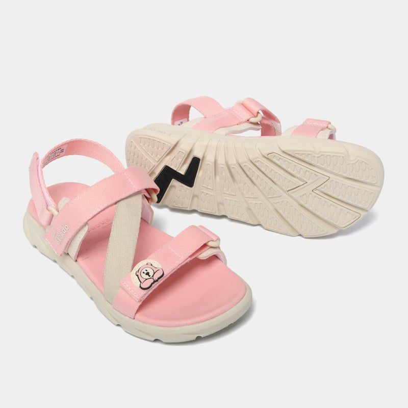  Sandal Shondo bé gái Little 6 tem gấu hồng kem, khủng long đen xám 