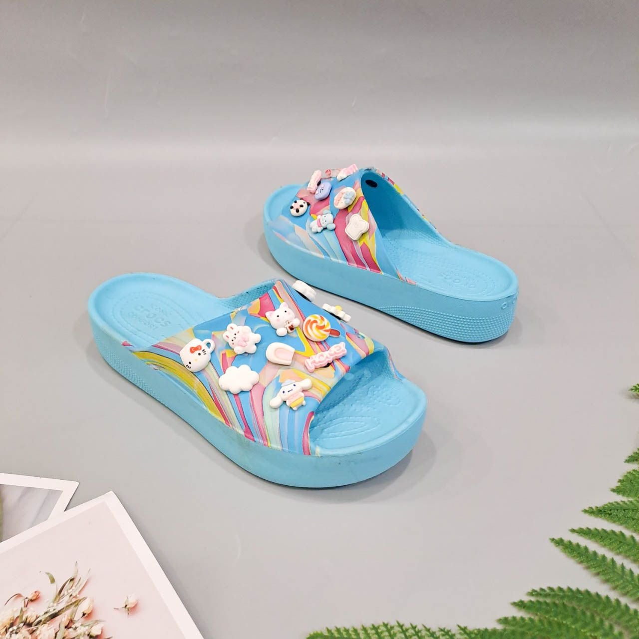  Dép quai ngang Dinas classic platform slide phun sơn nữ chính hãng 