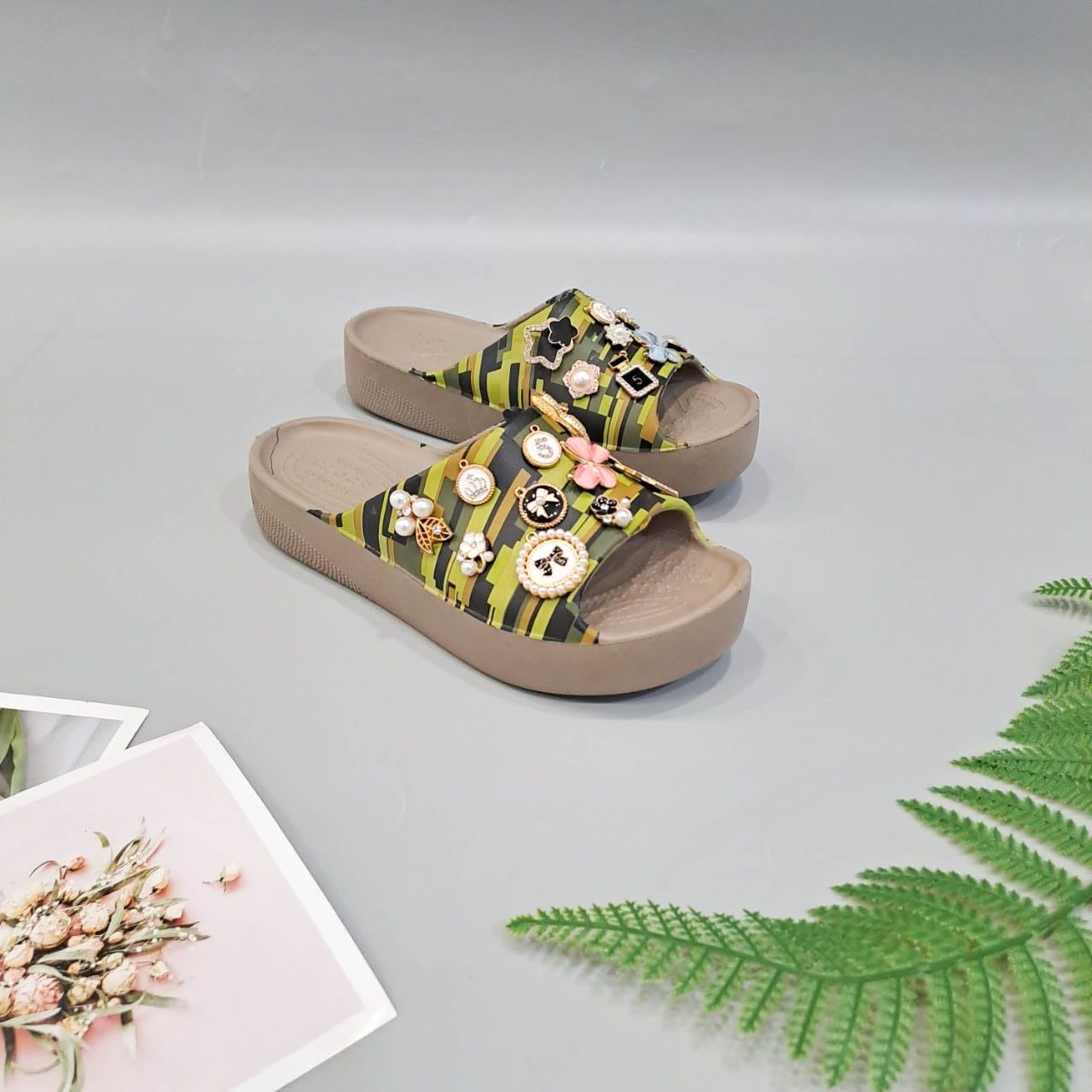  Dép quai ngang Dinas classic platform slide phun sơn nữ chính hãng 