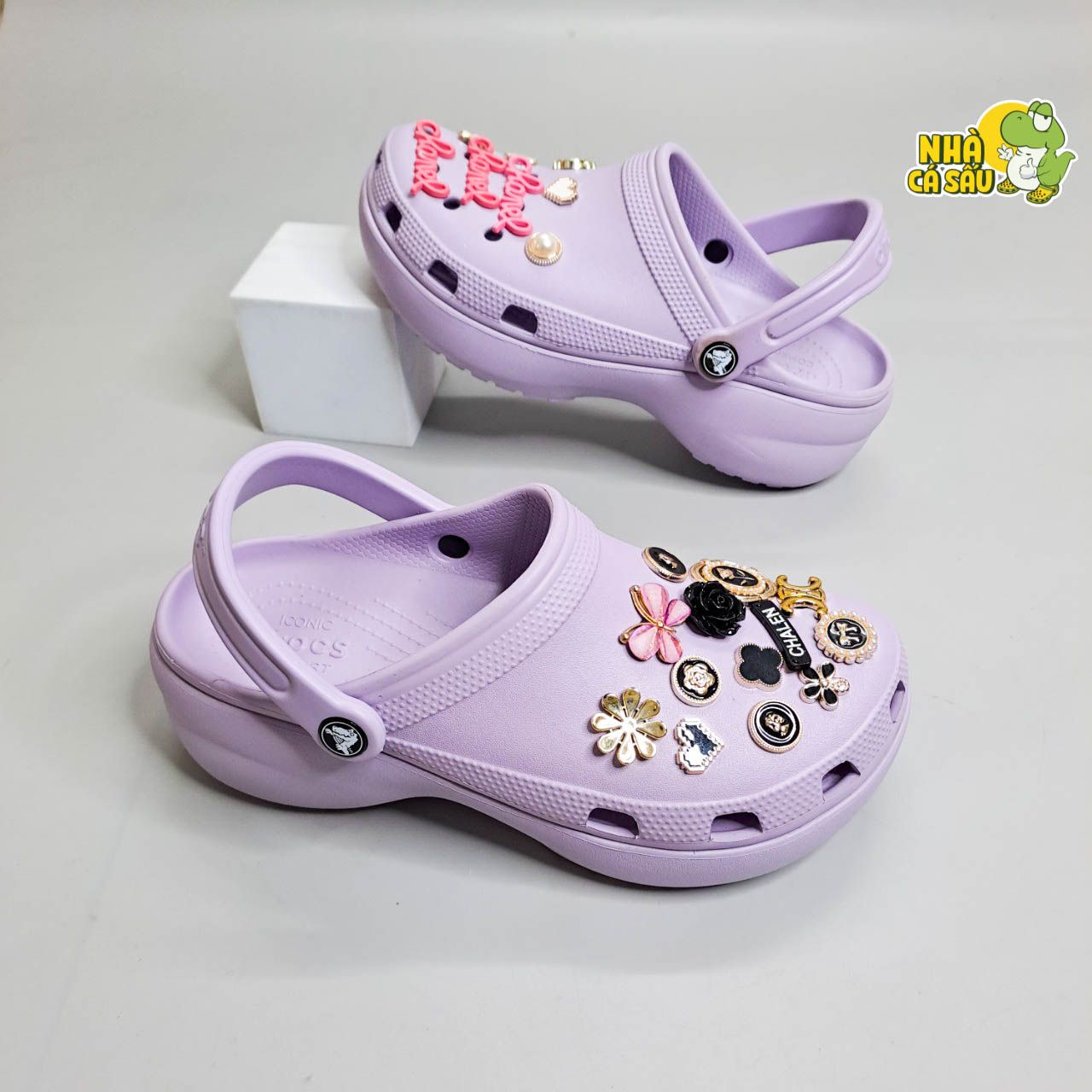  Dép sục Dinas classic platform nữ đế cao 5 phân loang hoạ tiết phun sơn chính hãng 