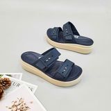  Dép quai ngang đế bánh mỳ Dinas brooklyn mid wedge cài khuy nữ 