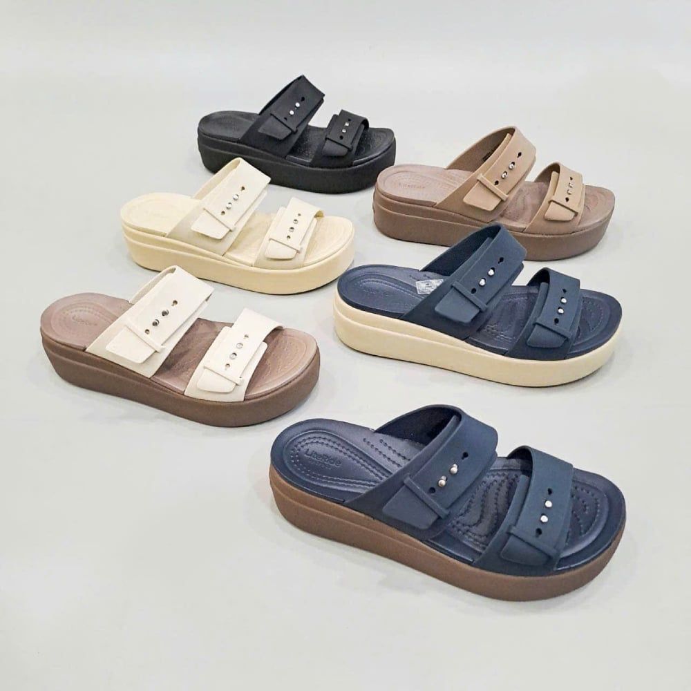  Dép quai ngang đế bánh mỳ Dinas brooklyn mid wedge cài khuy nữ 