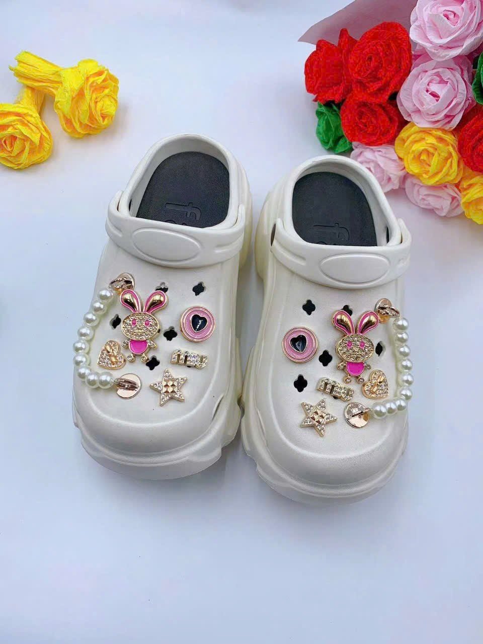  Set Jibbitz charms dây xích giả kim gắn trang trí dép Dinas 