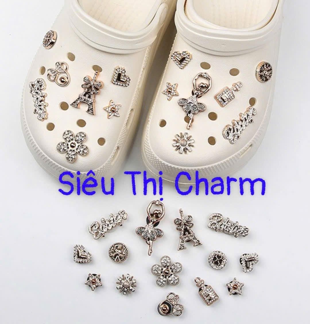  Set Jibbitz charms dây xích giả kim gắn trang trí dép Dinas 