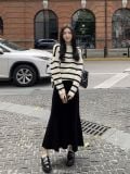  Chân váy nữ đuôi cá midi đen 