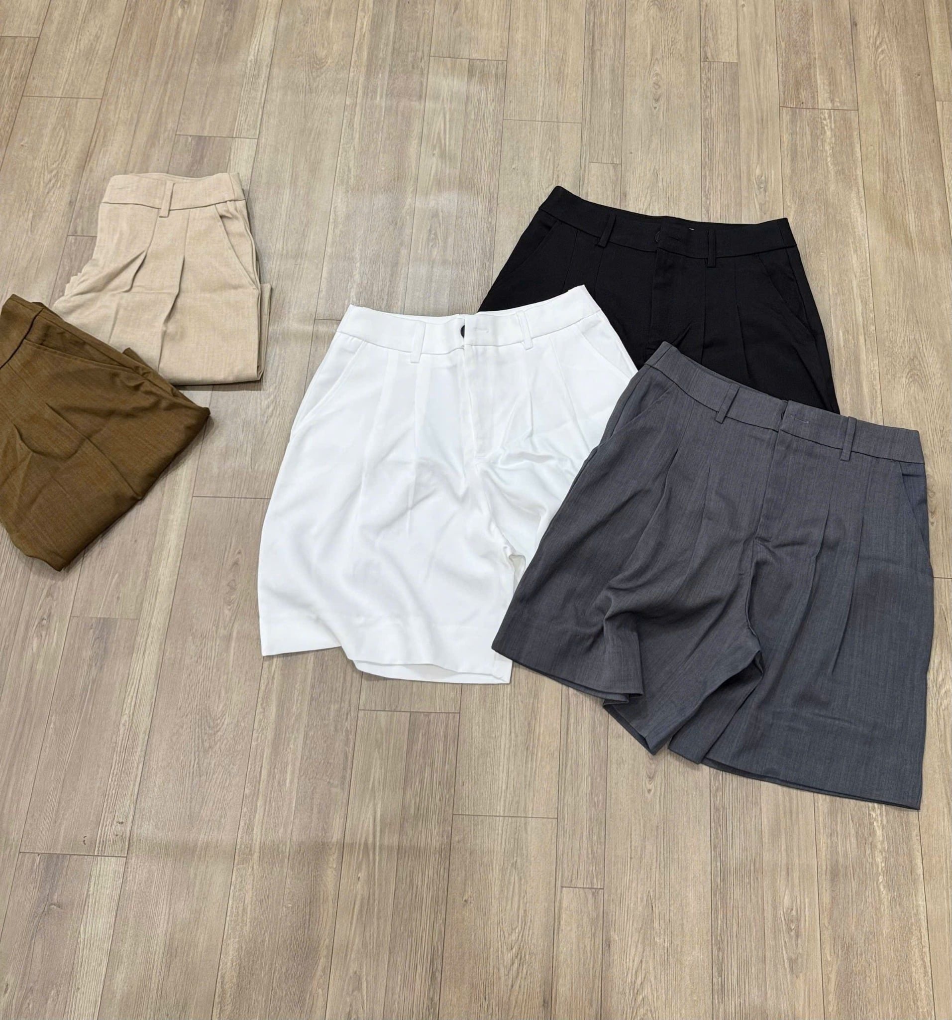  Quần short tây lưng cao vải Suiting Hàn nữ 