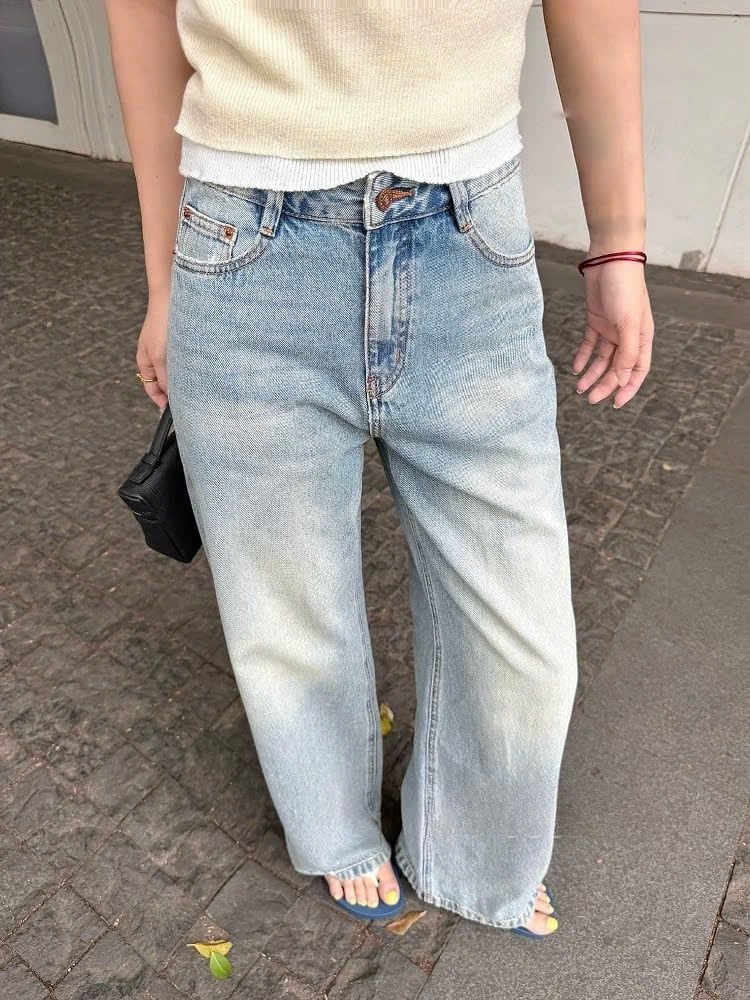  Quần jeans ống suông nữ 