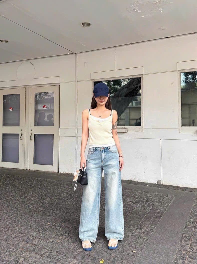  Quần jeans ống suông nữ 