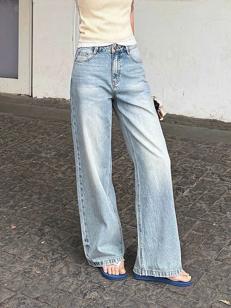  Quần jeans ống suông nữ 