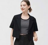  Áo vest tay ngắn croptop ngang eo nữ 