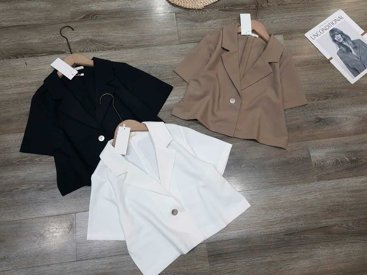  Áo vest tay ngắn croptop ngang eo nữ 