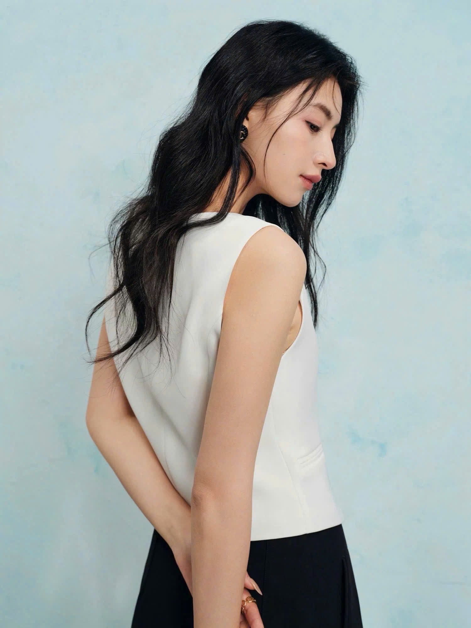  Áo gile công sở cài nút vải suiting nữ 