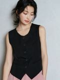  Áo gile công sở cài nút vải suiting nữ 