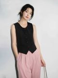  Áo gile công sở cài nút vải suiting nữ 