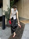  Áo vest gile nữ trắng đen 