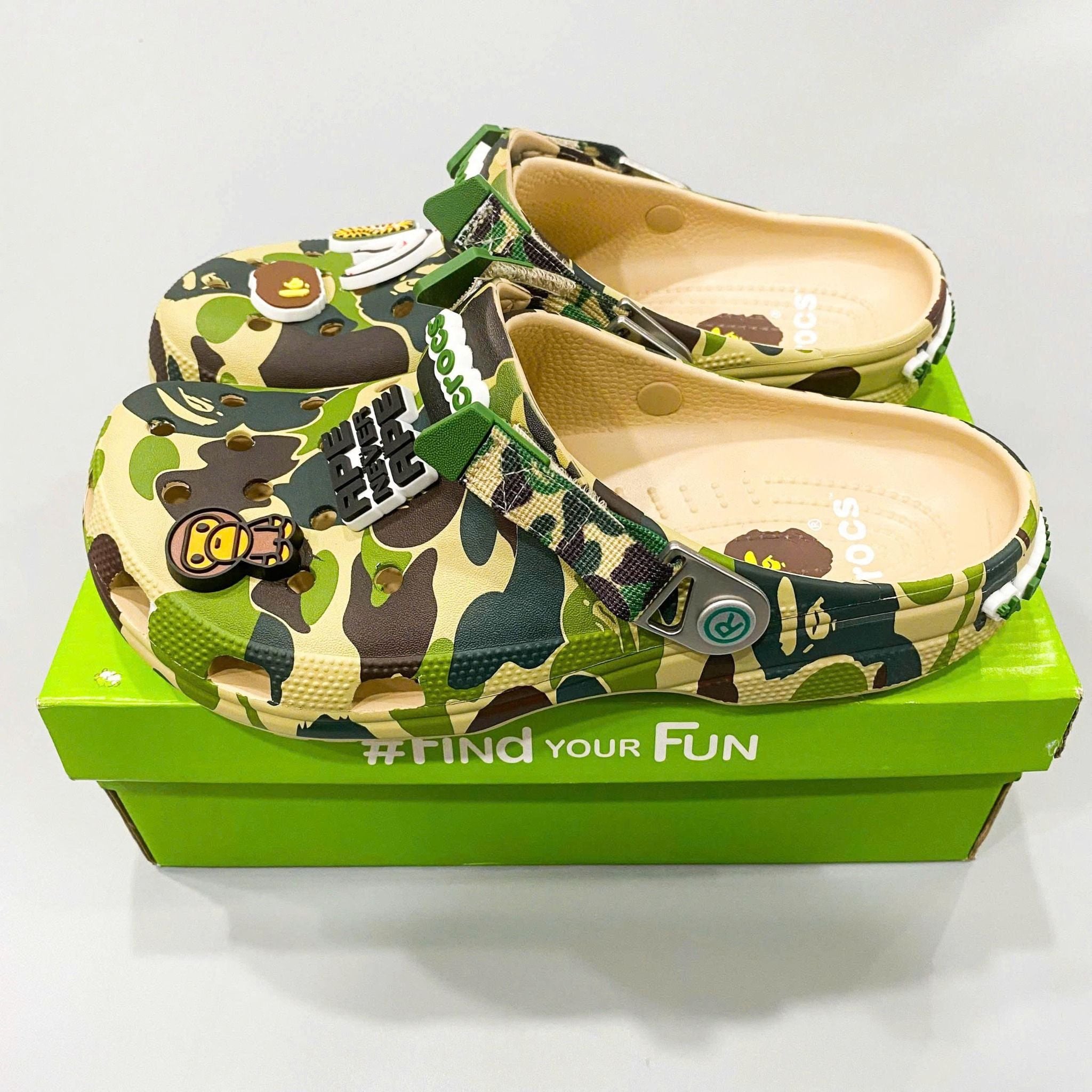 Dép sục Dinas Classic Bape Ape Camo quai sắt nam nữ 