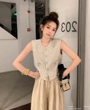  Áo khoác gile nút kim loại nữ 