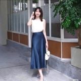  Chân váy lụa dáng đuôi cá navy nữ 