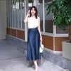 Chân váy lụa dáng đuôi cá navy nữ