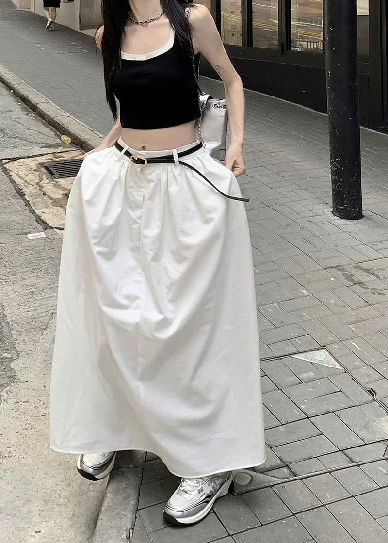  Chân váy midi trắng nữ 